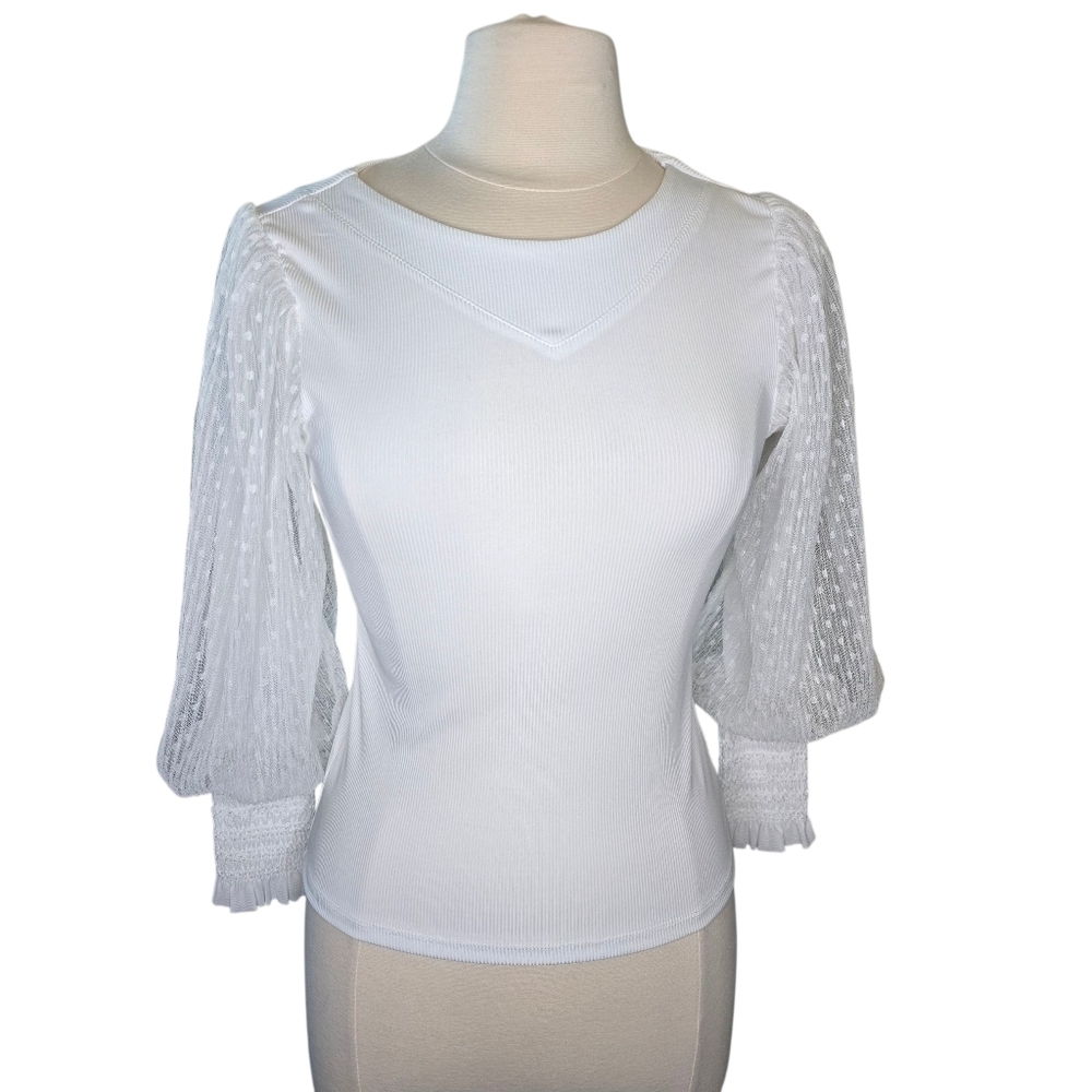 Habitual Kids Puff Sleeve White Top Blouse Size 12